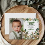 Jungle Safari Party Animals Boy Birthday Photo Thank You Card<br><div class="desc">Thank your loved ones in the most enchanting way with our birthday thank you cards! Featuring a whimsical design that perfectly captures the spirit of the jungle, this design is sure to impress your guests. It features a variety of wild animals, including lions, zebras, and elephants, surrounded by lush jungle...</div>