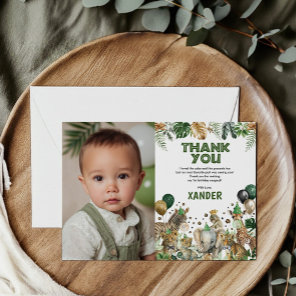 Jungle Safari Party Animals Boy Birthday Photo Thank You Card