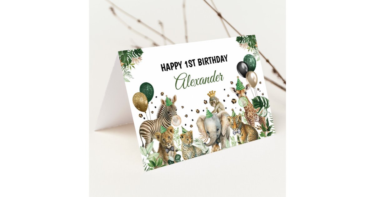 Jungle Safari Party Animals Happy Birthday Card | Zazzle