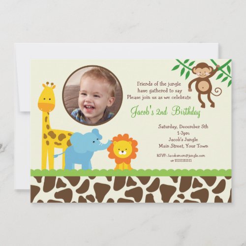 Jungle Safari Photo Birthday Invitation