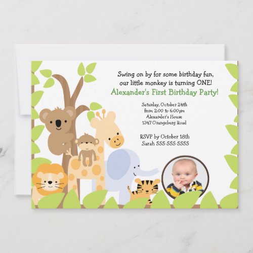 Jungle Safari Photo Birthday Invitation