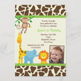Jungle Safari Photo Birthday Invitations