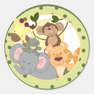 Jungle Safari Round Favor Stickers