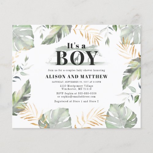 Jungle Safari Rustic Baby Shower Invitation