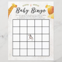 Jungle & Safari Theme Baby Bingo Baby Shower Game