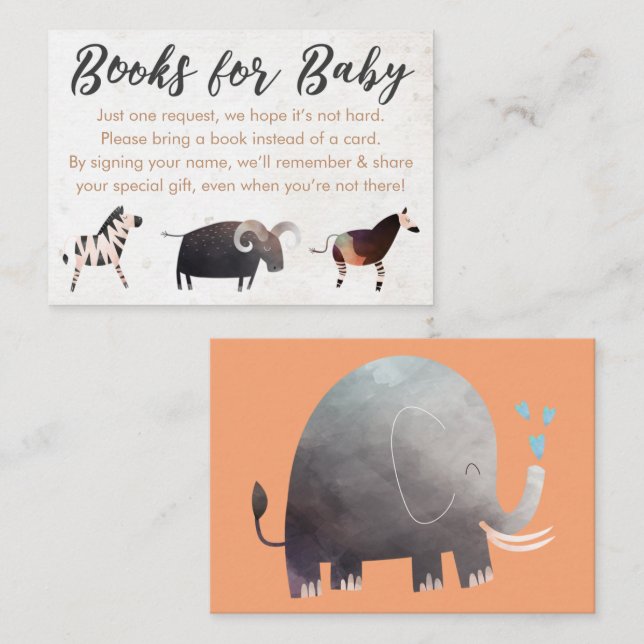 Jungle Safari Theme Books for Baby Enclosure Cards (Front/Back)
