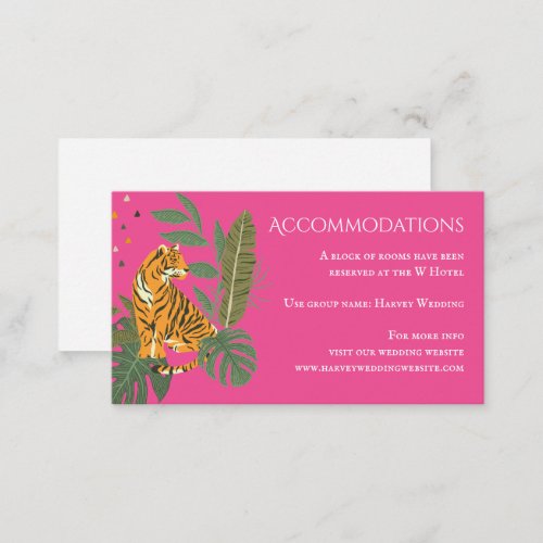 Jungle Safari Tiger Wedding Accommodations Enclosu Enclosure Card