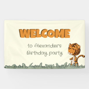 Jungle Safari Tiger Welcome Birthday Party Banner