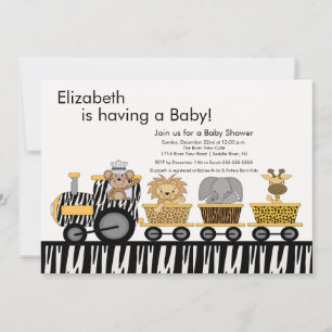 Jungle Safari Train Baby Shower Invitation