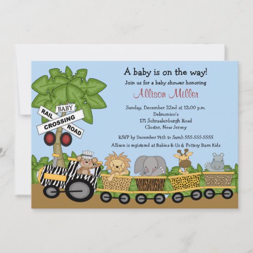 Jungle Safari Train Neutral Baby Shower Invitation