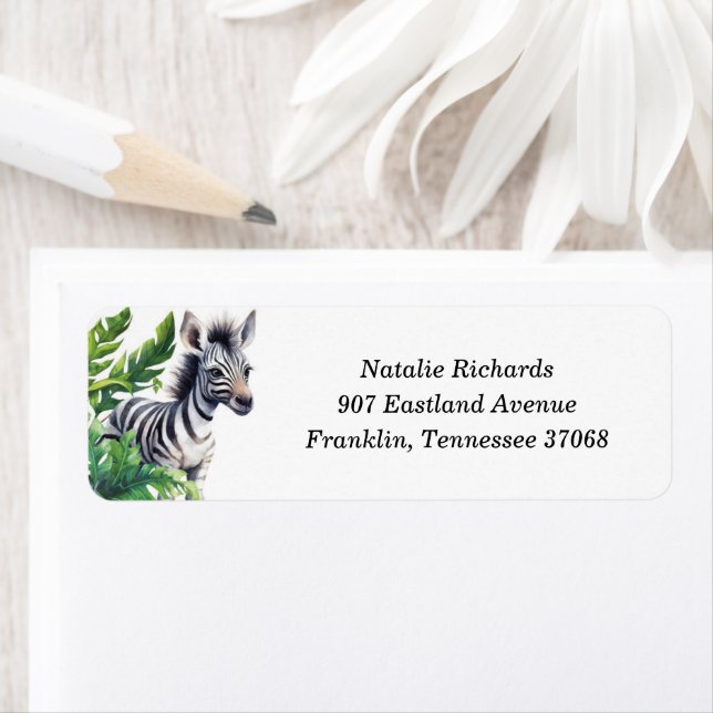 Jungle Safari Tropical Animals Baby Shower Address Label (Insitu)