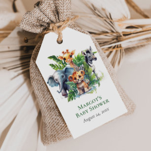 Jungle Safari Tropical Animals Baby Shower Favor Gift Tags