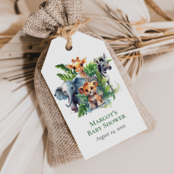 Jungle Safari Tropical Animals Baby Shower Favor Gift Tags by JAmberDesign at Zazzle