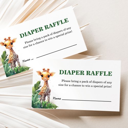 Jungle Safari Tropical Baby Shower Diaper Raffle Enclosure Card