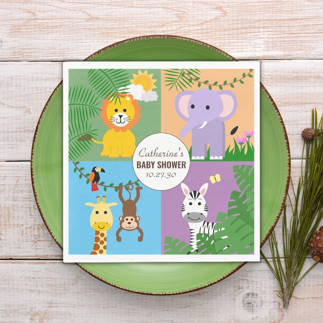 Jungle Safari Wild Animal Baby Shower Colorful Napkins (Creator Uploaded)