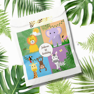 Jungle Safari Wild Animal Kids Birthday Colorful Favor Bag