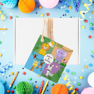 Jungle Safari Wild Animal Kids Birthday Colorful Favor Tags