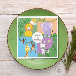Jungle Safari Wild Animal Kids Birthday Colorful Napkins