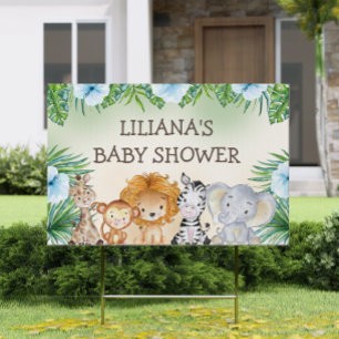 Jungle Safari Wild Animals Boy Baby Shower Sign