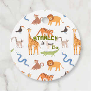 Jungle Safari Wild Animals Personalized Birthday Favor Tags