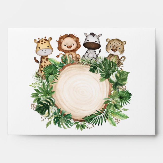 Jungle Safari Wild Animals Return Address Envelope (Front)
