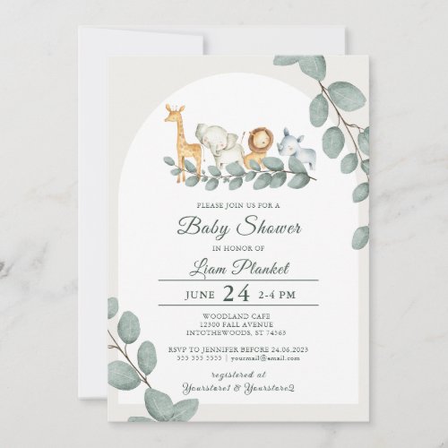 Jungle Safari Wild Baby Shower Invitation