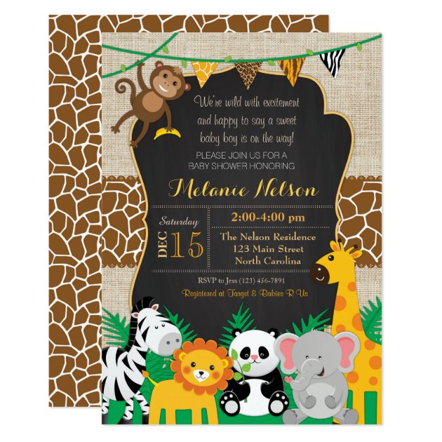 Jungle Safari Wild Baby Shower Invitation