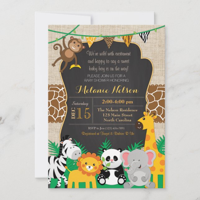 Jungle Safari Wild Baby Shower Invitation (Front)