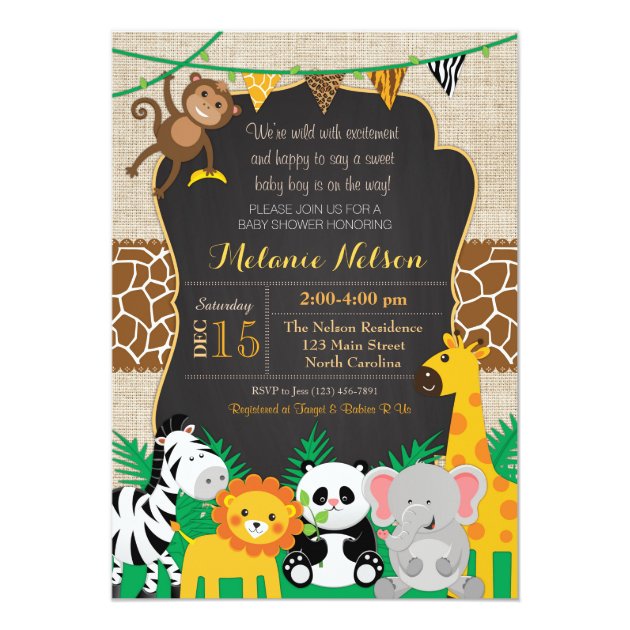 Jungle Safari Wild Baby Shower Invitation