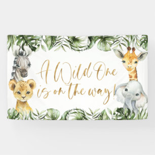 Jungle Safari Wild One 1st Birthday Backdrop Banner