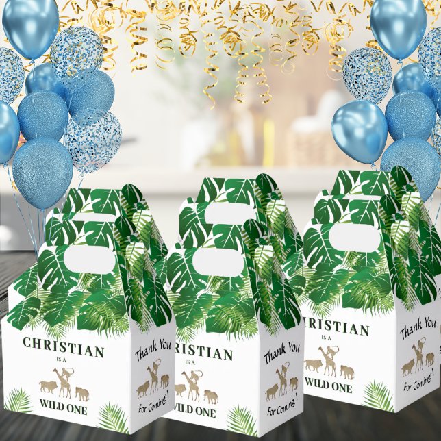 Jungle Safari Wild One 1st Birthday Thank You Favor Boxes (Creator Uploaded)