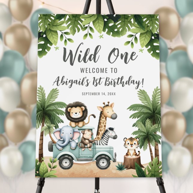 Jungle Safari Wild One 1st Birthday Welcome Sign (Jungle Safari Wild One 1st Birthday Welcome Sign)