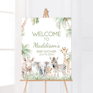 Jungle Safari Wild One Animals Baby Shower Welcome Poster