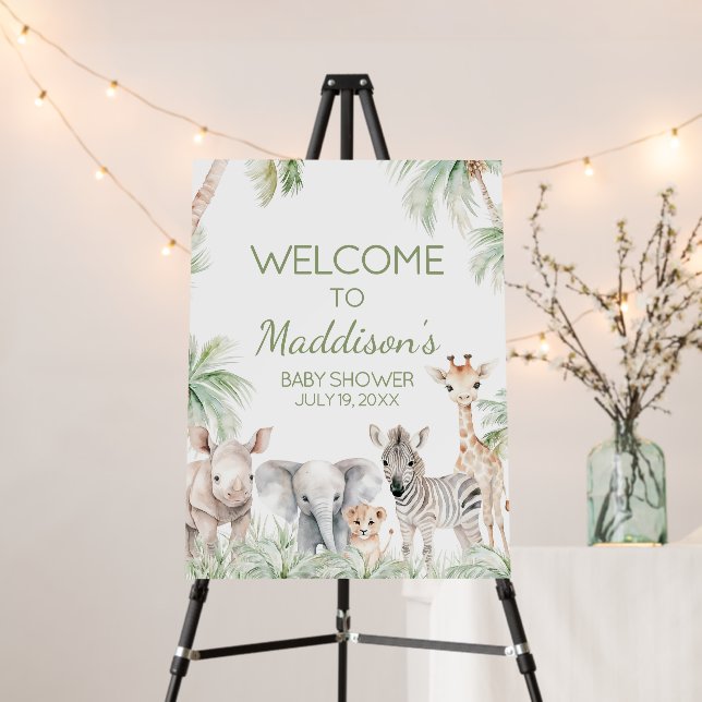 Jungle Safari Wild One Animals Welcome Sign (In Situ (Stand))