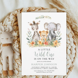 Jungle Safari Wild One Baby Shower Invitation
