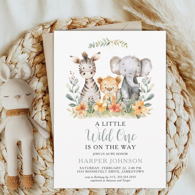 Jungle Safari Wild One Baby Shower Invitation (Creator Uploaded)