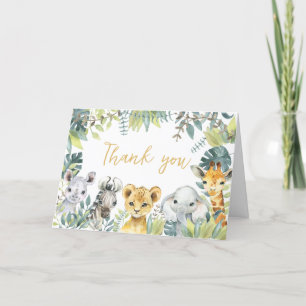 Jungle Safari Wild One Baby Shower Letterpress Thank You Card