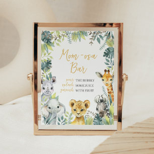 Jungle Safari Wild One Baby Shower Mom Osa Bar Poster
