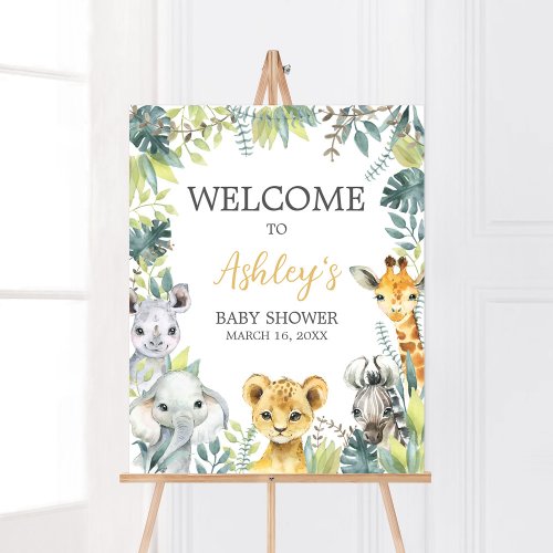 Jungle Safari Wild One Baby Shower Welcome Poster