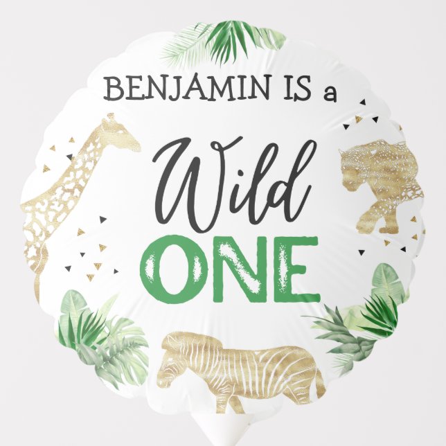 Jungle Safari Wild One Birthday Balloon (Front)
