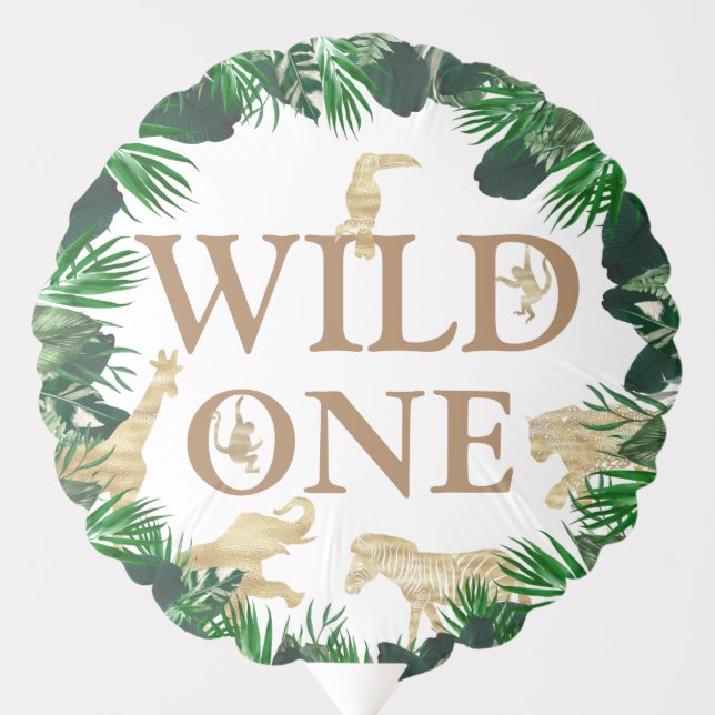 Jungle Safari Wild One Birthday Balloon (Front)
