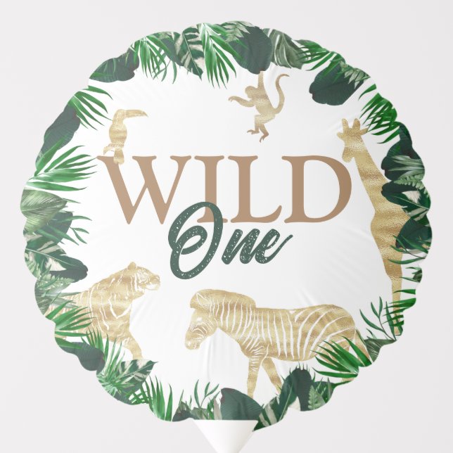 Jungle Safari Wild One Birthday Balloon (Front)