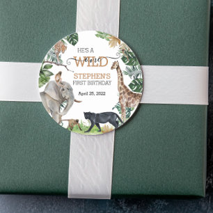 Jungle Safari Wild One Birthday Black Panther Classic Round Sticker