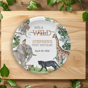 Jungle Safari Wild One Birthday Black Panther Paper Plates