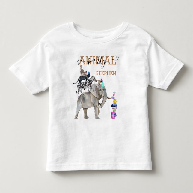 Jungle Safari Wild One Birthday Party Animal Toddler T-shirt (Front)