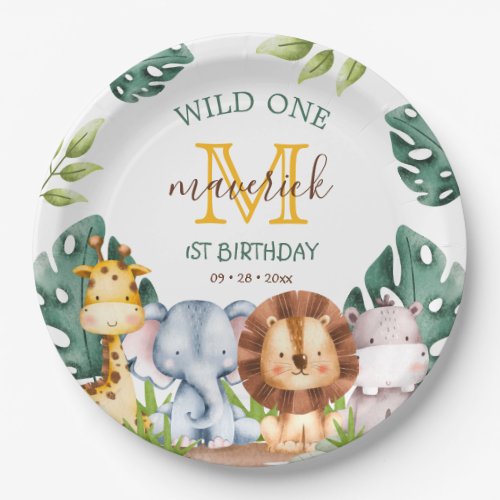 Jungle Safari Wild One Themed 1st Birthday Paper Plates