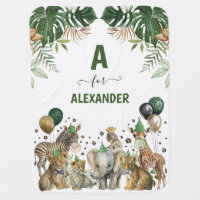 Jungle Safari Wild Party Animals Baby Boy Monogram