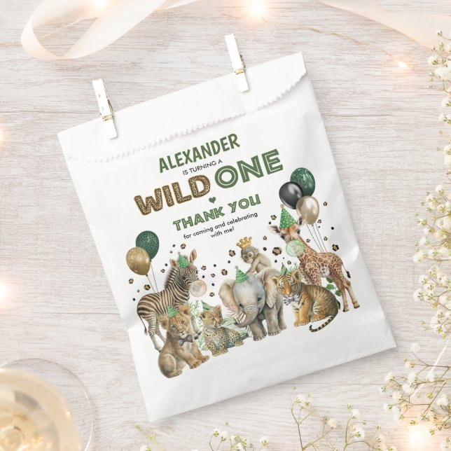 Jungle Safari Wild Party Animals Boys Birthday Favor Bag (Clipped)