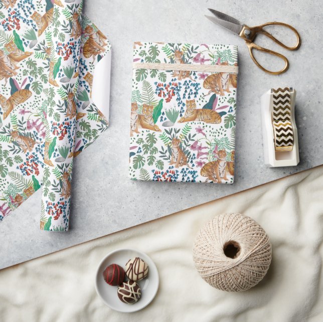 Jungle Safari Wildlife Nature Wild Cats Tigers  Wrapping Paper (Crafts)