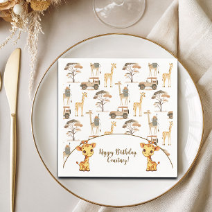 Jungle Safari with Giraffes Birthday Party Napkins